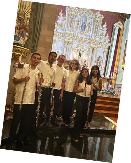 Merrie with flute students